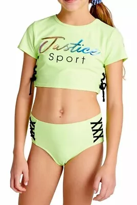 JUSTICE Girls Swimsuit Tankini Bikini Rash Guard Lace 5 6 8 10 12 14 16 18 NWT • $23.65