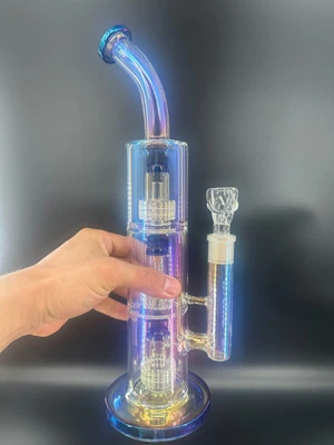 $44.99 • Buy 16 Inches Heavy Thick Glass Bong Water Pipe Hookah Bongs With Skull Catcher
