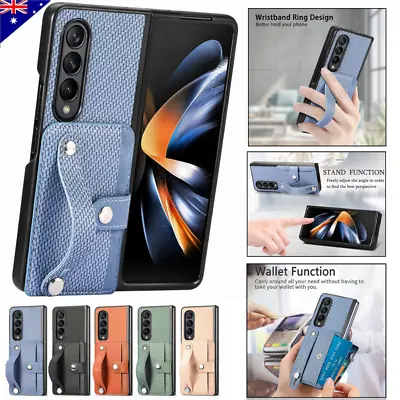 For Samsung Galaxy Z Fold 4/3/2 5G Leather Card Wallet Case Cover With Wristband • $14.99