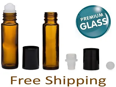 Essential Oil Amber Glass Roll On Roller Bottles 10ml Empty LOT SET Refillable  • $12.95