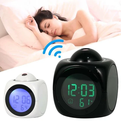 £10.21 • Buy Projection Clock Voice Broadcast LED Alarm Clock Ceiling LCD Clock Night Light