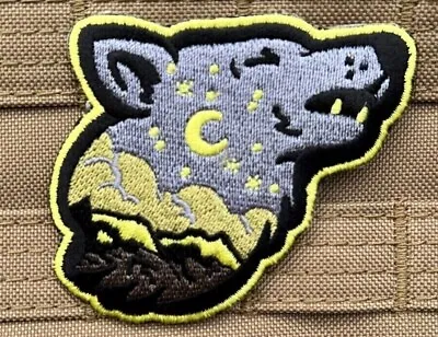 Mountain Wolf Patch (3 ) Iron-on Badge Midnight Moon Camping Hiking Trails Trek • $7.99