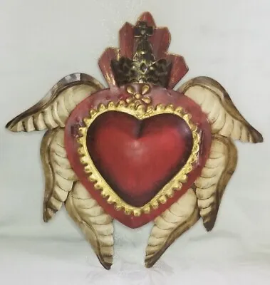 Sacred Heart Of Jesus Tin Nicho Mexican Folk Art 10  X 10.5  • $50