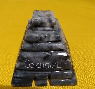 Marble Pyramid Statue Mayan -Onyx Paper Weight -Cozumel 2  Souvenir - Onix  • $17.29