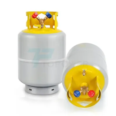 Cylinder Tank 50LB  Refrigerant Tank Gray-yellow With 1/4 SAE Y Valve Reusable • $88.99