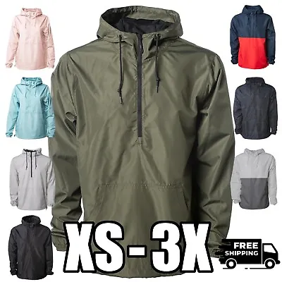 Windbreaker Jacket Rain / Water Resistant Hooded Pullover Half Zip Unisex XS-3X • $34.99