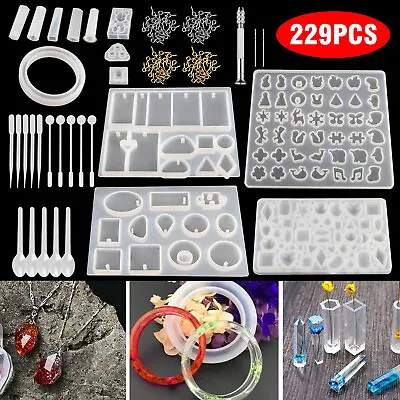 229pcs Resin Casting Silicone Molds Epoxy Spoon Kit Jewelry Making Pendant Craft • $16.98