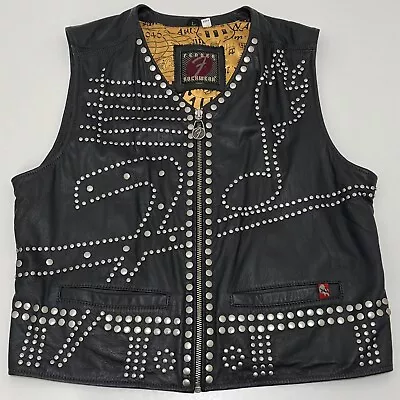 Fender Rockwear Leather Studded Vest Jacket Large Rock Music Rare • $155.56