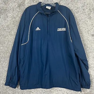 Adidas Windbreaker 1/4 Zip Pullover Jacket Men's M Blue Mustangs Basketball • $23.99