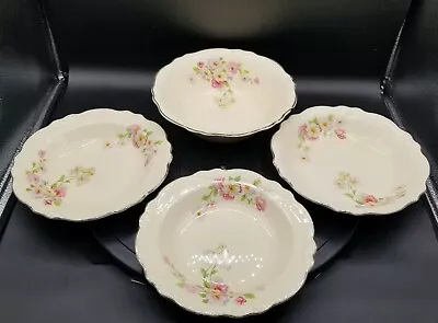 4 Pc Homer Laughlin Virginia Fluffy Rose 8-1/2 Soup Salad & 8-3/4 Serving Bowls • $45