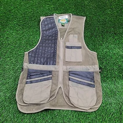 Cabelas Full-Mesh Hunting Shooting Vest Large 22x30 Brown Leather-Pad Game-Pouch • $73.92