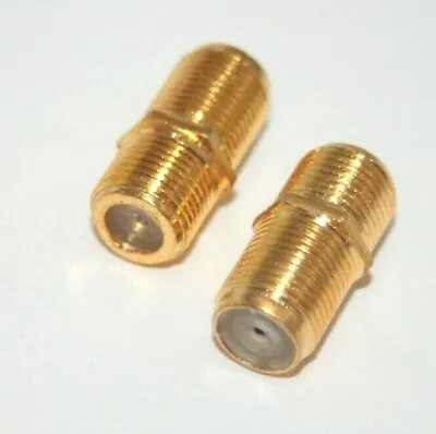 2xGold Barrel Connector Coupler Aerial Extend F Plug Socket Female Coax Cable  • £4.97