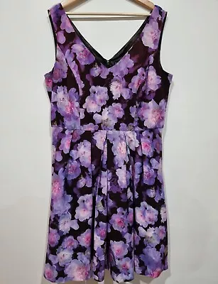 City Chic Dress Purple Floral Women's Medium (AUS 18) • $39.99