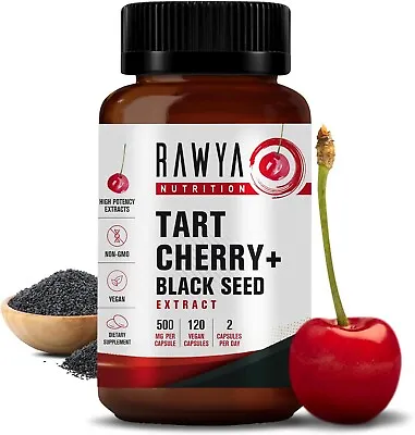 Tart Cherry Extract Enhanced With Black Seed Powder 120 Capsules 500 Mg Per C • £13.45