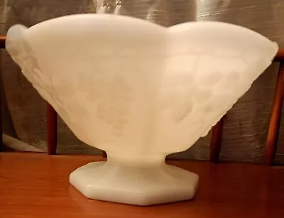 Vintage Anchor Hocking Milk Glass Fruit Bowl 9  Wide • $15