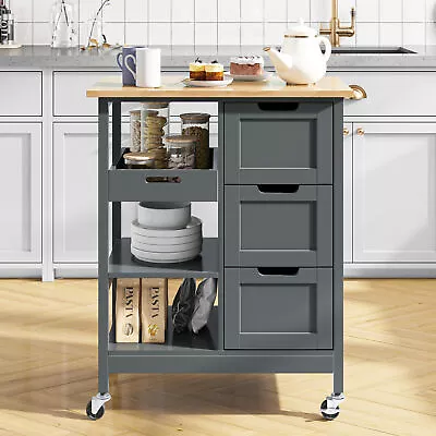 3-Tier Kitchen Island With Storage Drawers Shelves Rolling Serving Cart On Wheel • $72.89