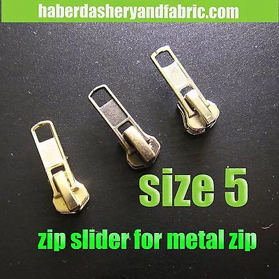 £2.70 • Buy Zipper Slider METAL ZIP No 5 ANTIQUE BRASS SILVER GOLD Zip Slider ZIP PULL  