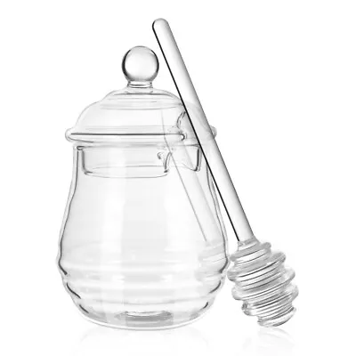 Clear Jam Pot Honey Spoons Honey Jar Dipper Honey Container Jar Dipper Set • £12.85