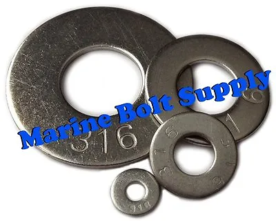 Type 316 Stainless Steel Flat Washers (Sizes #4 To 3/4 ) • $10.95