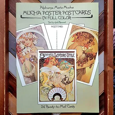 ALPHONSE MARIA MUCHA: Poster Postcards (1986) Rennert 24 Color Illustrated NEW • $13.98