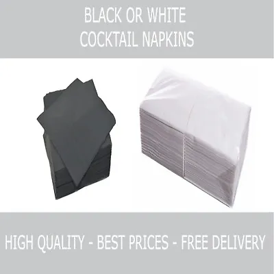 £8.50 • Buy Cocktail Napkins Beverage Napkin Black Tissue Napkin White Paper Serviettes