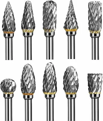Tungsten Carbide Rotary Burr Bit Set 1/8  Cutting Carving Burrs For Dremel Tool • $9.99