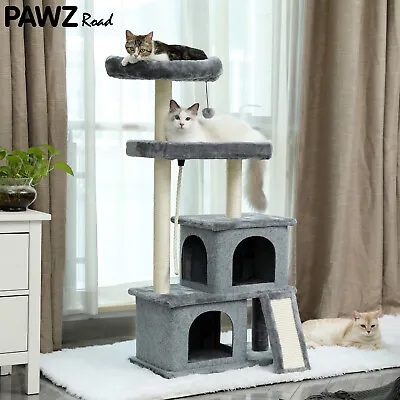 $104.99 • Buy Cat Tree Scratching Post Cat Scratcher Climbing Tower Condo House Furniture Wood