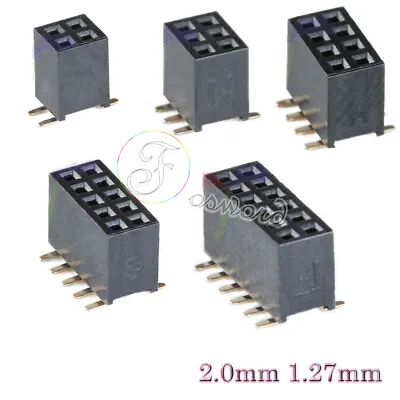 1.27mm 2mm Pin Female Header Double Row SMD 2- 40Pin Socket For PCB Breadboard • £2.03