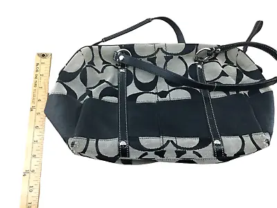 $34.99 • Buy Coach Women’s Tan C Signature Black Lurex Stripe Canvas Satchel Handbag F13551