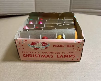 Vintage World Wide Pearl CHRISTMAS LAMPS IN BOX 25 C 7 1/2 120 V Candelabra Base • $19.95