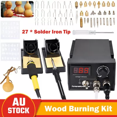 Wood Burning Kit Pen Tool Pyrography Machine Burner Soldering Stencil Iron Set • $105.45