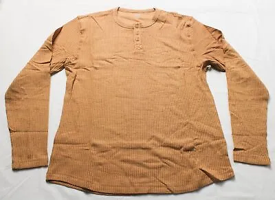 Feat Men's TreeCell Waffle Long Sleeve Henley Shirt EG7 Apricot Large NWT • $29.99