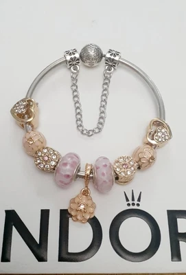 $79.95 • Buy Authentic Pandora Snowflake Bangle + Beautiful Generic European Charms 19cm