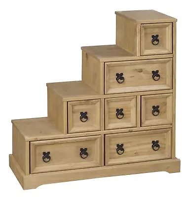 Dvd Staircase Rack Shelving Unit Storage Drawers Corona Solid Waxed Light Pine • £155.99