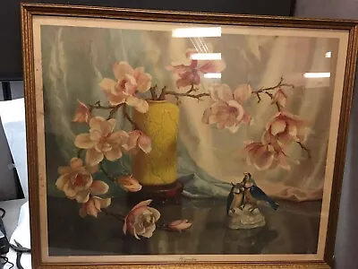 Antique 1920s Morris Bendien Inc Ny Floral Art Print Lithograph • $125