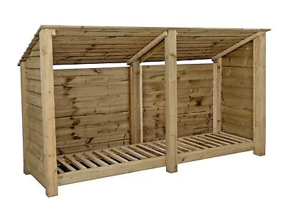 Double Bay 4ft Wooden Log Store Fire Wood Storage Clearance • £305.99