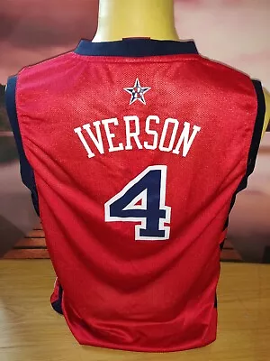 £19 • Buy Allen The Answer Iverson I3 Red USA Dream Team Basketball Jersey NBA