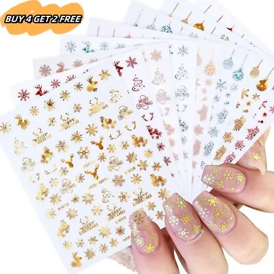 Christmas 3D Nail Art Stickers Holographic Valentine's Day Adhesive Decals Decor • $1.29