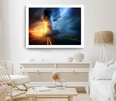 $24.90 • Buy Lightning Tornado Design Print, 3D Design Wall Art, Tornado Framed Wall Art
