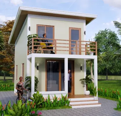 13x23 Feet Small House Design 4x7 Meter  2 Beds 1 Bath Shed Roof (A4 Hard Copy) • $17.40