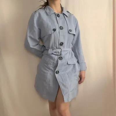 Cabi Tanner Trench Coat In Silver Lake Blue Size Medium • $29.99