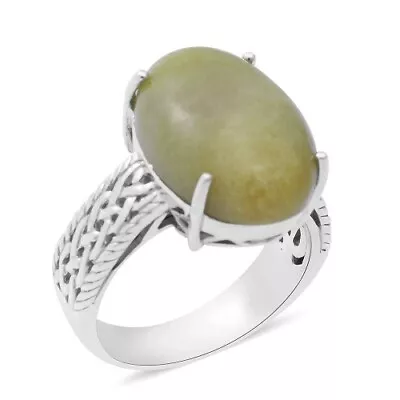 Connemara Marble Solitaire Ring Platinum Over SS 17.25 Ctw Size 8 9 • $45.99