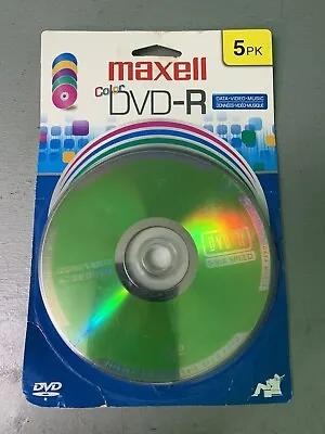 MAXELL Color DVD-R (5 Pack) New/Sealed 120 Minutes 4.7 GB Data-Video-Music • $12