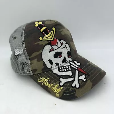 MIAMI INK Camo Baseball Mesh Back Snapback Hat Cap Skull Anoma • $17.95