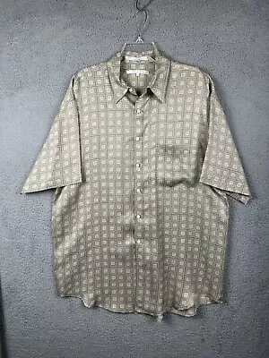 Vintage Perry Ellis 100% Silk Short Sleev Shirt - Excellent Condition - Large • $15