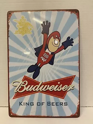 Budweiser Bud Man King Of Beers Bar Man Cave Tin Sign Super Budman Retro New • $11.95