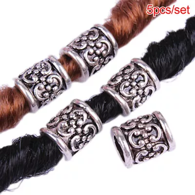 5pcs/Set Retro Alloy Viking Dreadlock Beads Braided Hole Beads Hair Rings NY-'h • $6.84