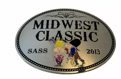 VTG SASS Belt Buckle  WINNER Award Medal Gun CHAMPION MIDWEST  LARGE 4.5  • $5.98