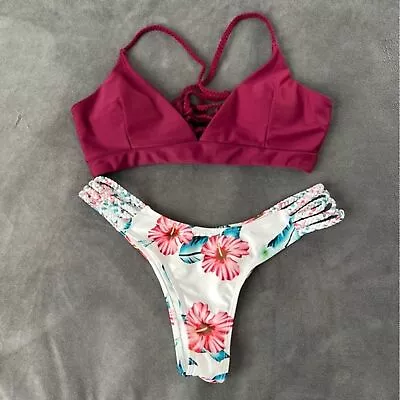 Zaful Bikini Bathing Suit Size 4 Burgundy/Floral • $20