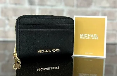 Michael Kors Jet Set Travel Leather Medium Zip Around Card Case Wallet Bag $188 • $49